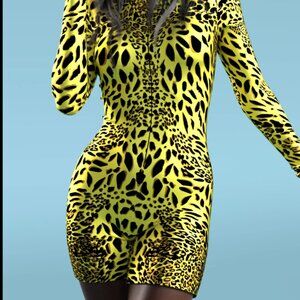 New & Unworn - Yellow Leopardy Biker Costume / Candy Catz / Size Medium